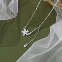 Collar Colgante de Mariposa Floral de Plata Fina S999 Sin Alergias, Moda para Mujeres, Joyería de Metal China - details 1