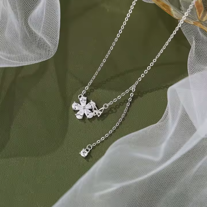 Collar de Mariposa Floral de Plata Fina S999 Sin Alergias, Fashion para Mujeres, Joyería de Metal China - 1
