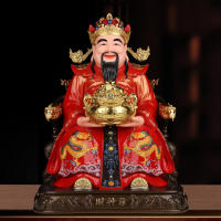 El Buda de resina Wen atrae riqueza y prosperidad, decoraciones para el hogar, ropa roja, empresa de pintura Caishen, apertura de tienda, - details 0