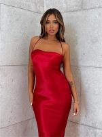 Tossy mujer elegante fiesta moda delgada caliente espalda descubierta Halter vestidos trajes satén para mujer vestido Maxi vestido de noche - details 16