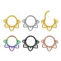 Pendientes de acero quirúrgico con circonita cúbica para mujer, aros de encaje con forma de corazón, serpiente, flor, Septum, Pierci, 100%, 316L, 16G, 1 unidad - details 1