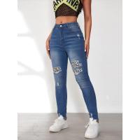Pantalones vaqueros de moda con estampado de leopardo, pantalones ligeros para mujer, mezclilla retro de primavera - details 2