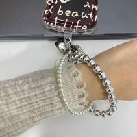 Para Ins, cuentas de plata y perlas, cadena doble, gota de amor, cadena para teléfono móvil, cadena para teléfono móvil, llavero colgante para coche, teléfono móvil apagado - details 1
