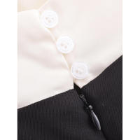 Vestidos de fiesta sin espalda midi con corte en A en contraste blanco y negro, vestido corto con cuello en V y tirantes finos sexys para mujer 2025 - details 12