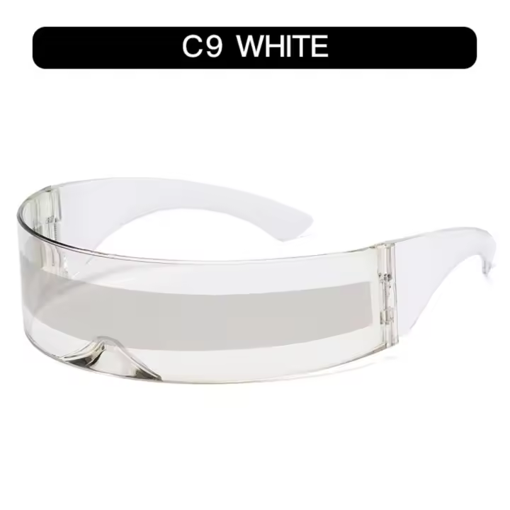 Gafas de sol Y2K punk futuristas, a prueba de viento, de una sola pieza, con lente envolvente, estilo guerrero del futuro, sin montura, ligeras y cómodas. - 1
