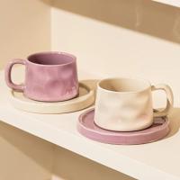300ML Ceramic Coffee Mug with Saucer Breakfast Milk Mug Home Office Water Cup Latte Coffee Cup Afternoon teacup Birthday Gifts - details 0