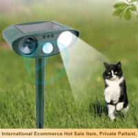 Repelente solar de animales ultrasónico para exteriores disuasivo para perros y gatos Sensor de movimiento de 110° 6-8m con luz para mapache mofeta ciervo jardín y Patio - details 7