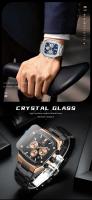 Reloj de Cuarzo de Dial Cuadrado para Hombres Resistente al Agua Multifuncional con Correa de Acero Inoxidable Regalo Audaz para Novio - details 3