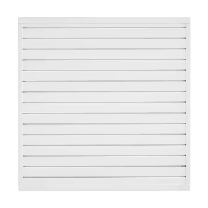 Panel de pared de listones de PVC SucceBuy de 4x4 pies, blanco con diseño modular. Panel de listones ajustable y fácil de instalar con estructura de acoplamiento y corte DIY - 1