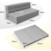 70 x 190 cm Sillón Cama Plegable, Sofá Cama Plegable con Espuma de Memoria y Almohada, Colchón de Suelo para Yoga, Oficina, Salón, Futon Sofá Cama Portada Lavable Unos, Gris Claro - details 37