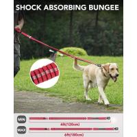 Correa táctica para perros de alta resistencia, plomo elástico que absorbe los golpes de 4 a 6 pies con 2 asas acolchadas, mosqueteero de Metal, cinturón de seguridad para automóvil, - details 0