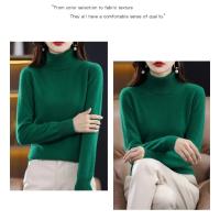 Suéter de cachemira de lana de 100% para mujer, suéter tejido con cuello alto, jerséis de manga larga, ropa de otoño e invierno, Jersey cálido, Tops - details 13