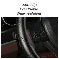 Funda protectora de cuero para volante de coche, funda tejida de piel de vaca de 38cm, con aguja y hilo antideslizantes - details 11