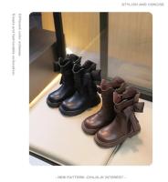Sweet Girls' Big Bow Kids Fashion Boots 2024 Winter New Children's Non-slip Princess Ankle Boots Drop Shipping Simple Korean PU - details 3