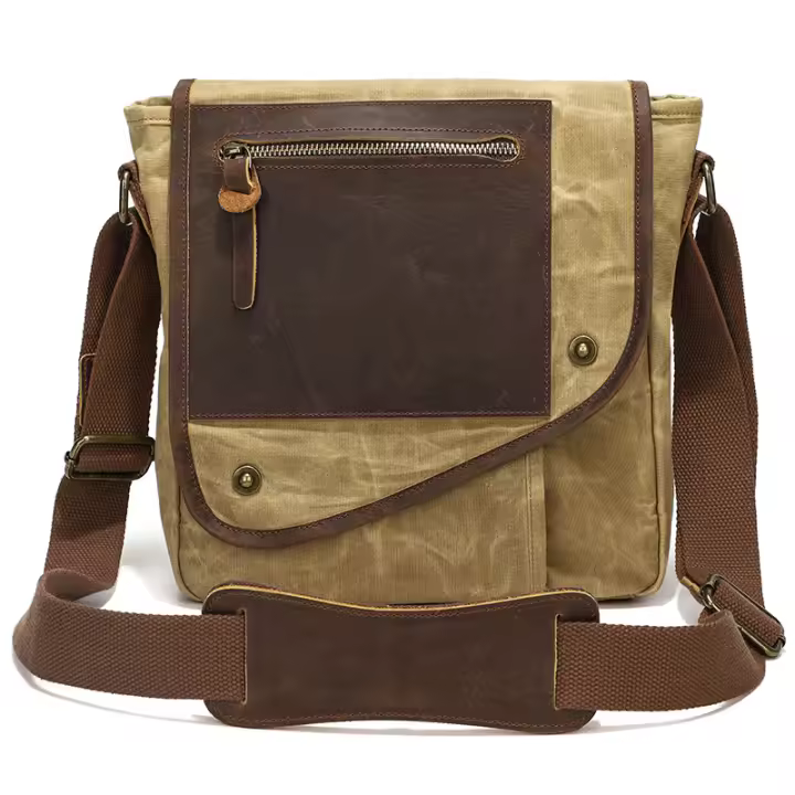 Bolso cruzado de viaje antirrobo para hombre y mujer, bandolera de cuero de estilo Vintage, de lona encerada, impermeable - 1