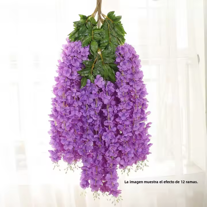 Paquete de 12 Flores Artificiales Glicinias de Seda para Hogar, Bodas, Fiestas Plantas Artificiales - 1