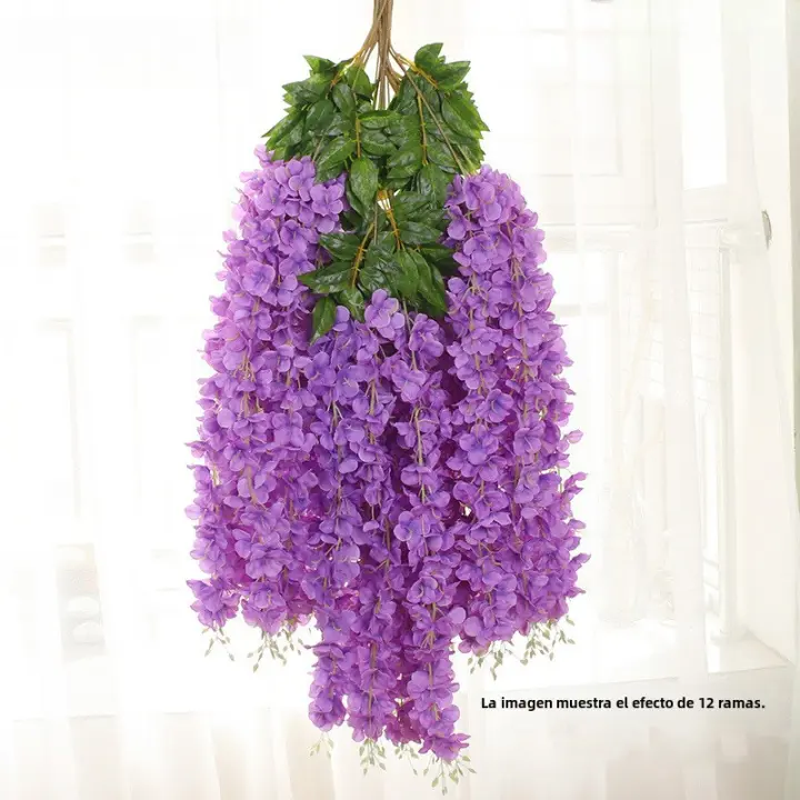Paquete de 12 Flores Artificiales Glicinias de Seda para Hogar, Bodas, Fiestas Plantas Artificiales - 1