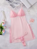 Conjunto de camisón y braguita de diseño encantador con tirantes finos y cuello en V, ropa sexy para mujer - details 24
