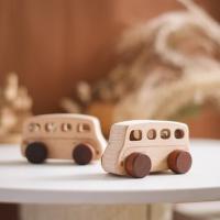 Juguetes Montessori de madera para bebé, carritos hechos a mano sin Bpa, coche de dibujos animados, autobús, decoración de - details 4