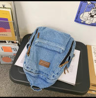 Nueva moda simple tendencia mochila de gran capacidad bolsa de mezclilla duradera universidad escuela secundaria junior escuela secundaria bolsa de estudiante - details 9