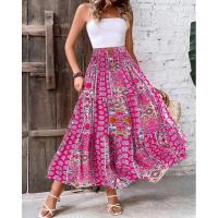 Vestido largo holgado con estampado y cintura elástica para mujer, verano 2025 - details 24