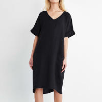Y verano temperamento europeo americano ropa de mujer Collage manga corta cuello en V vestido de una línea - details 6