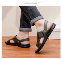 Sandalias de cuero para hombre, zapatos suaves de playa y exterior, planos, color negro, para jardín, 2024 - details 8