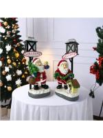 Adorno de Papá Noel, muñeco de nieve luminoso, artesanía de resina, ambiente navideño de escritorio, nuevo - details 12