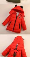 Winter New Baby Boys Jacket Solid Color Cartoon Bear Pattern Thicken Keep Warm Hooded Outwear For 1-6Y Kids Down Cotton Overcoat - details 9