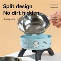 Cuenco de acero inoxidable con base alta para gatos, protección para el cuello, cuencos elevados antideslizantes para gatos con soporte de gran capacidad - details 8