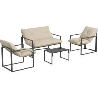 Jardín de Mesh Negro Poliéster Conjunto de Mobiliario Exterior para 4 Personas - details 0