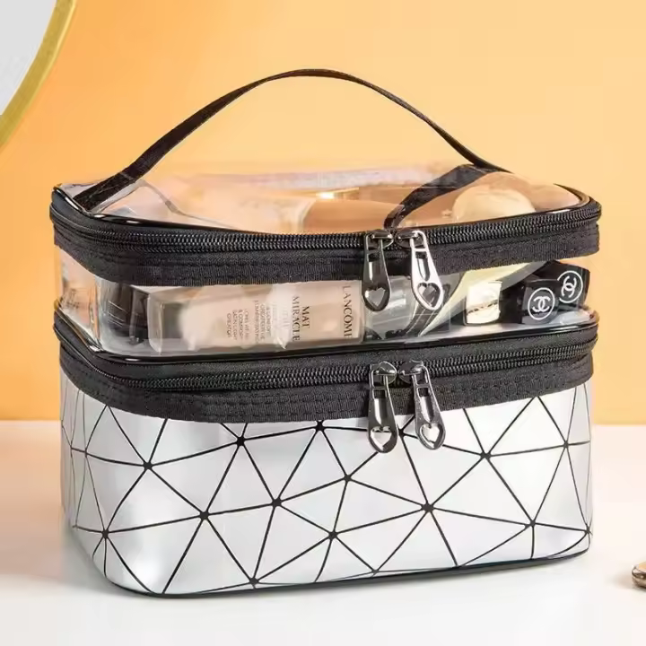 Bolsa De Maquillaje portátil Para Mujer, organizador De baño impermeable De gran capacidad, caja De cosméticos con cremallera Para viajes - 1