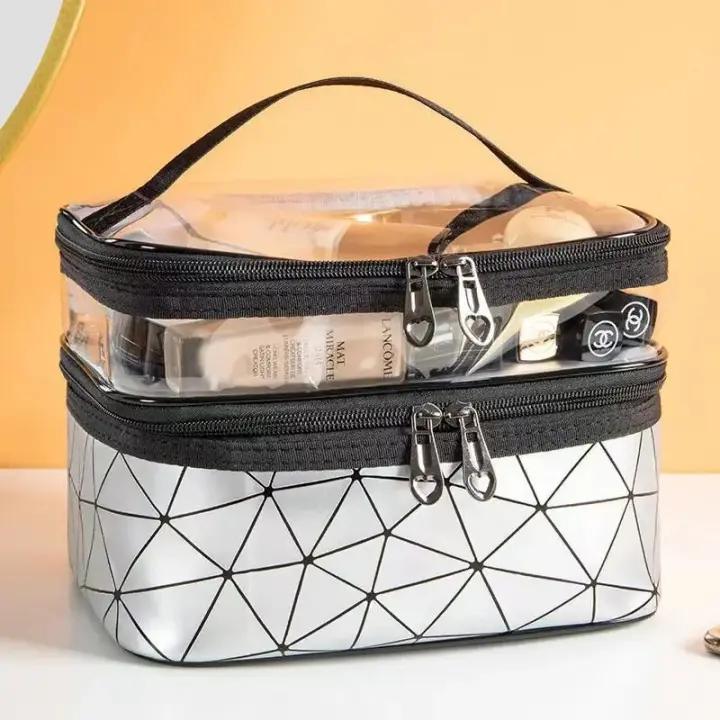 Bolsa De Maquillaje portátil Para Mujer, organizador De baño impermeable De gran capacidad, caja De cosméticos con cremallera Para viajes - 1