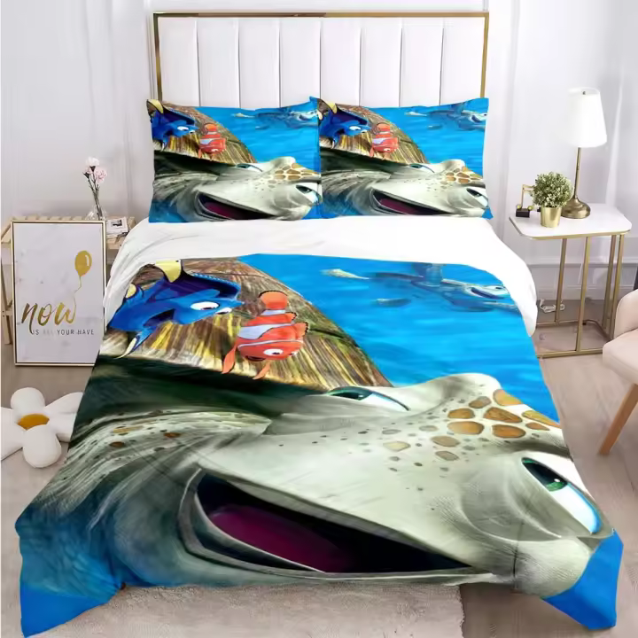 Juego de Ropa de Cama de Nemo 3D Impreso Digital Funda de Edredón con Fundas de Almohada para Cama Doble, Plana, Rey - 1