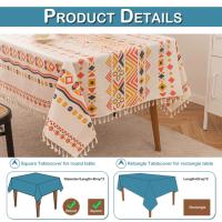 Mantel bohemio Vintage con borlas, impermeable, de algodón y lino, para Patio, exterior, sin arrugas, cubiertas protectoras de mesa - details 15