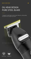 Kemei-cortadora de pelo profesional para hombre, Kit de corte de cabello sin cable, con cuchilla en T, 10W - details 3