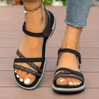 Sandalias Planas de Moda de Verano para Mujeres Zapatos Deportivos al Aire Libre con Suela Antideslizante y Malla Transpirable Zapatos de Gancho y Bucle con Punta Abierta en Azul Marino - details 4