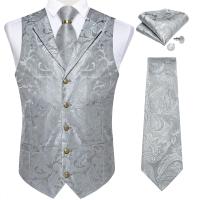 Traje de seda de cachemira azul real de lujo, conjunto de chaleco y corbata con anillo de dragón de metal, pañuelo, gemelos, chaleco de esmoquin para graduación y boda - details 17