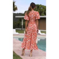 Vestido Informal para Mujer Corte en A, Cintura Alta, Cuello en V, Sexy, Bohemio, Vestido Midi de Verano con Mangas Abullonadas, Elegante Vestido de Fiesta Vintage 2025 - details 12