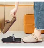 Nuevos zapatos de verano retro para mujer Sandalias de suela suave, zapatillas de exterior, media pantuflas con cabeza de pan de malla voladora - details 5