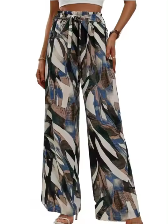 Pantalones de cintura media para mujer con cómodos cordones sueltos para - 1