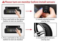 Sistema de Monitor de alarma de neumáticos de coche TPMS inteligente, pantalla de 4 sensores, advertencia de temperatura de presión de neumáticos inteligente Solar - details 1