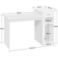 Ordenador con Estantería 112x50x82cm Escritorio con Cajon para Computadora Escritorio Oficina Despacho Moderno Blanco - details 2