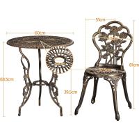 Conjunto de Mesa y Sillas Exterior Vintage Juegos de Muebles de Jardín de Aluminio Una Mesa con Dos Sillas para Balcón Bronce - details 5