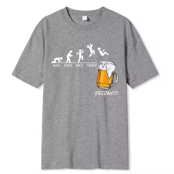 Camiseta con estampado de cerveza Friday para hombre, ropa informal de algodón de verano, camiseta de manga corta Harajuku de Hip Hop - 1