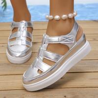 Sandalias de tacón inclinado informales con velcro para mujer, suela gruesa grande, novedad de verano 2024 - details 6