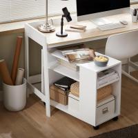 Mesa Auxiliar con 2 Estantes Consola Mesita de Noche con Ruedas Mesa Blanca Mesita 70 x 35 x 60 cm FBT34-W ES - details 3
