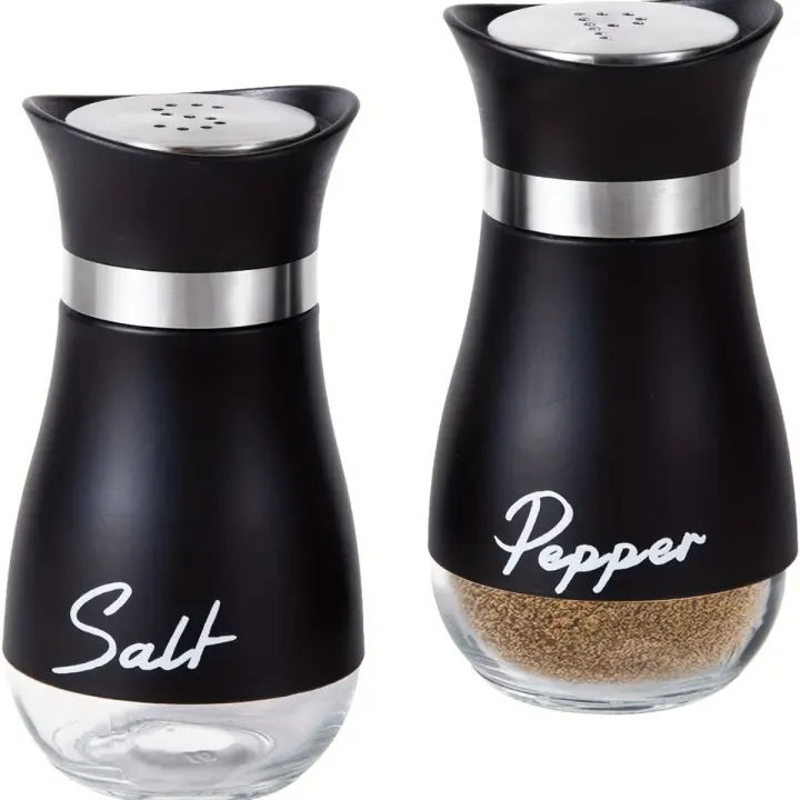 Aperitivos de Sal y Pimienta Recargables Set de 2 Botellas para Condimentos 3.4oz Accesorios de Cocina Contenedor para Casa Restaurante y Picnic - 1