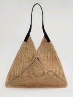 Bolso de paja de gran capacidad de un solo hombro estilo francés, bolso tejido de rafia hueco - details 2