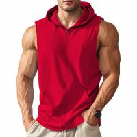Novedad de verano americano, chaleco con capucha, cárdigan deportivo para entrenamiento físico con cremallera, chaleco sin mangas - details 1